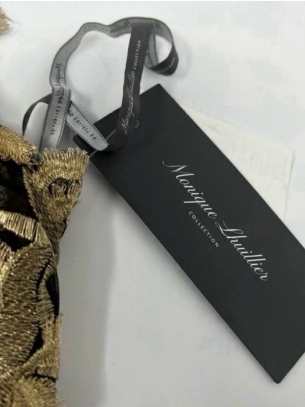 NWT Monique L’huillier Noir Embroidered Lace Dress- 4 - Picture 4 of 16